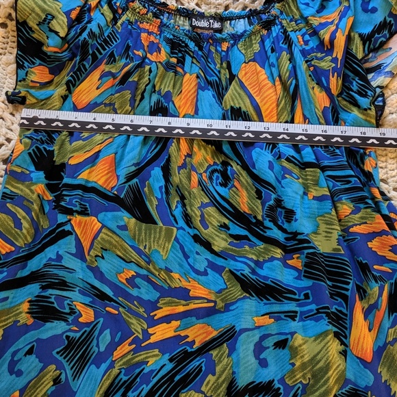 Colorful flowy luau shirt Double Take size 1x - Picture 4 of 7